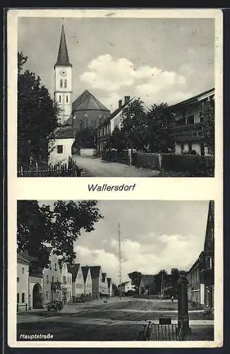 AK Wallersdorf / Ndb., Hauptstrasse und Kirche