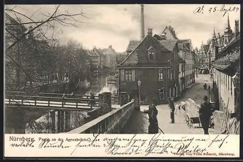 AK Nürnberg, Strassenpartie an der Agnesbrücke