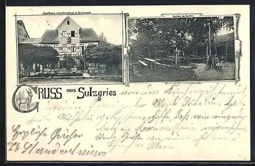 AK Sulzgries, Gasthaus zum Hirsch, Bes. C. Gschwend, Partie im Garten