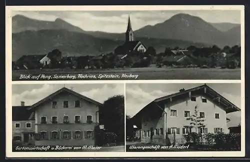 AK Pang, Gasthaus und Bäckerei von M. Maier, Geschäft von A. Möderl