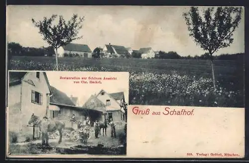 AK Schafhof / Kirchheim, Restaurant zur Schönen Aussicht von Chr. Heckel