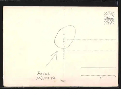 AK Freiburg i. Br., Partie am Hotel Minerva