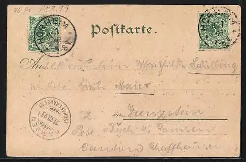 Lithographie Horheim, Zwirnerei, Villa Dorneck, Totalansicht, Ansicht von Schwerzen
