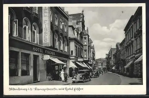 AK Oldenburg i. O., Langestrasse mit Hotel Fischer