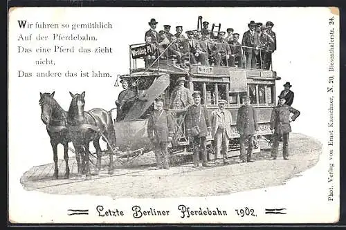 AK Letzte Berliner Pferdebahn 1902