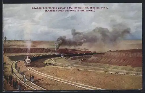 AK Hibbing, MN, Loaded Ore Trains leaving Mahoning Mine