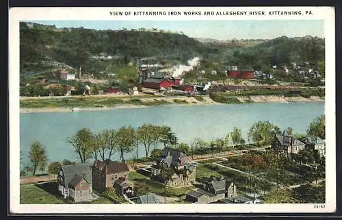 AK Kittanning, PA, View of Kittanning Iron Works and Allegheny River