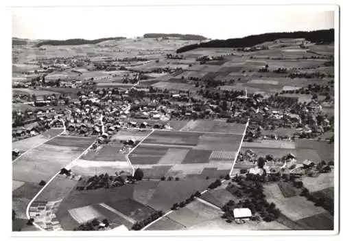 Fotografie Swissair Photo AG, Zürich, Ansicht Grosshöchstetten, Fliegeraufnahme mit Landschaftspanorama