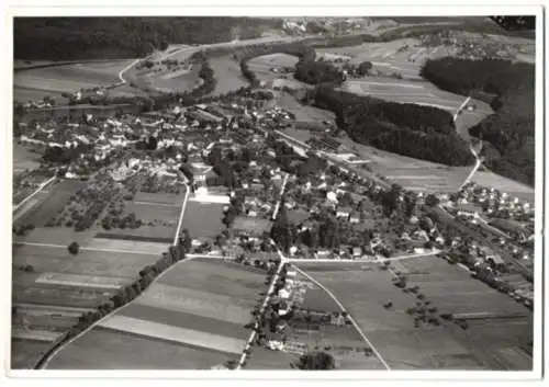 Fotografie Swissair Photo AG, Zürich, Ansicht Wangen / Aare, Fliegeraufnahme mit Bahnhof