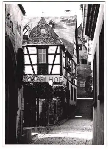 Fotografie Hans Armster, Mainz, Ansicht Rüdesheim, Gasthaus Drosselhof in der Drosselgass