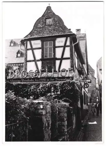 Fotografie Hans Armster, Mainz, Ansicht Rüdesheim, Gasthaus Drosselhof in der Drosselgass