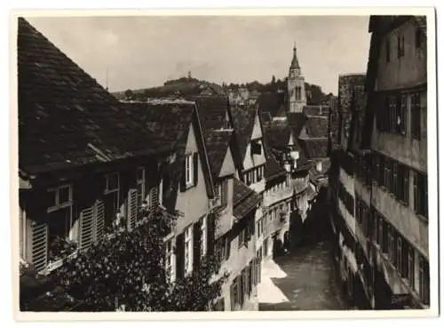 Fotografie Atelier Kester, München, Ansicht Tübingen, Blick in die Burgsteige, Stiftskirche im Hintergrund