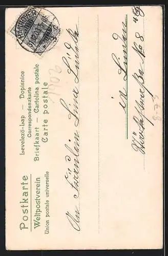 AK Dame trägt eine Sektflasche über der Schulter, Prosit Neujahr