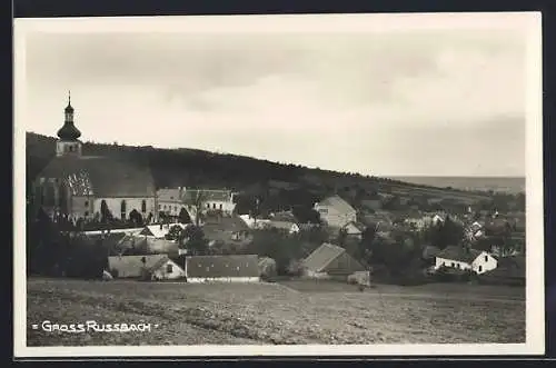 AK Gross Russbach, Totalansicht vom Feld aus