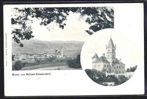 AK Emmersdorf an der Donau, Schloss und Totalansicht