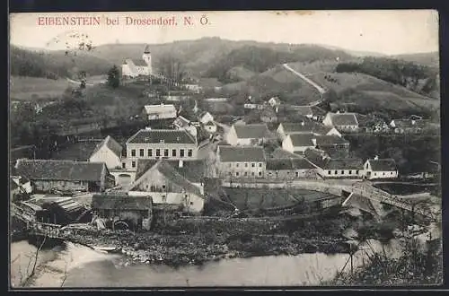 AK Raabs an der Thaya, Eibenstein bei Drosendorf, Ortsansicht aus der Vogelschau