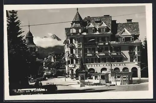 AK Velden am Wörthersee, Hotel Carinthia mit Strassenpartie