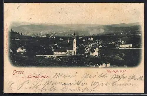 AK Maria Lankowitz, West-Ansicht mit Kirche