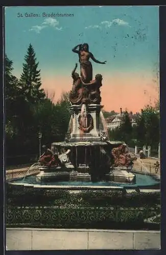 AK St. Gallen, Blick auf den Broderbrunnen