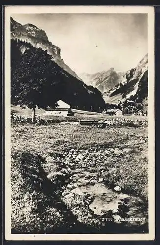 AK Wasserauen, Ortsansicht mit Berglandschaft