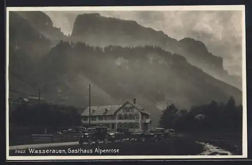 AK Wasserauen, Gasthaus Alpenrose gegen die Berge