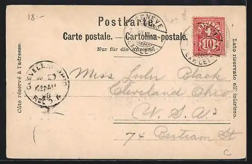 Mondschein-AK Genève, Vue Générale et le Mont-Blanc