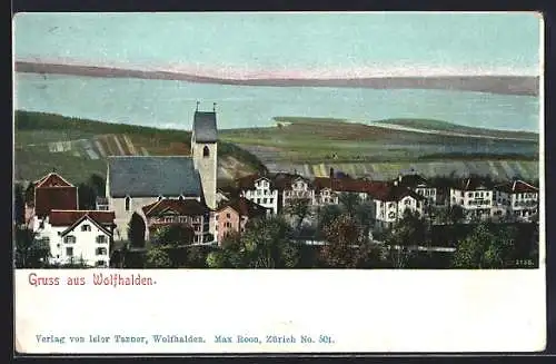 AK Wolfhalden, Ortsansicht gegen den Bodensee