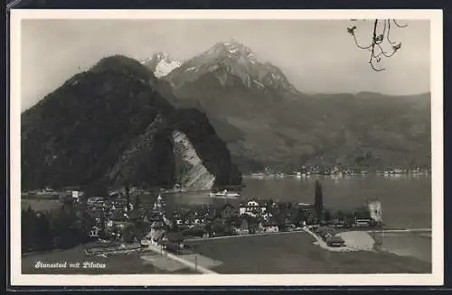 AK Stansstad, Teilansicht mit Pilatus