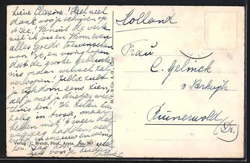 AK Arosa, Teilansicht mit Weissfluh im Schnee