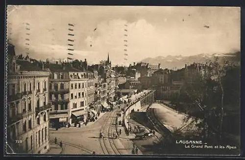 AK Lausanne, Le Grand Pont et les Alpes