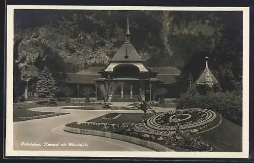 AK Interlaken, Kursaal mit Blumenuhr