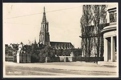 AK Bern, Münster mit Strassenpartie