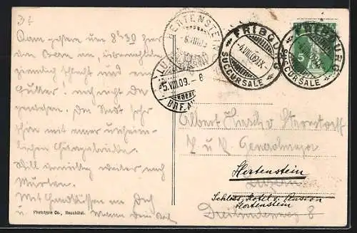 AK Fribourg, Teilansicht mit Kirche