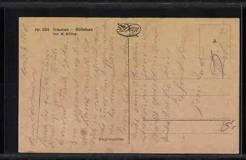 Ölgemälde-Imitations-AK Degi Nr. 324: Stilleben mit Weintrauben