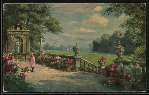 Ölgemälde-Imitations-AK Degi Nr. 358: Auf der Schlossterrasse