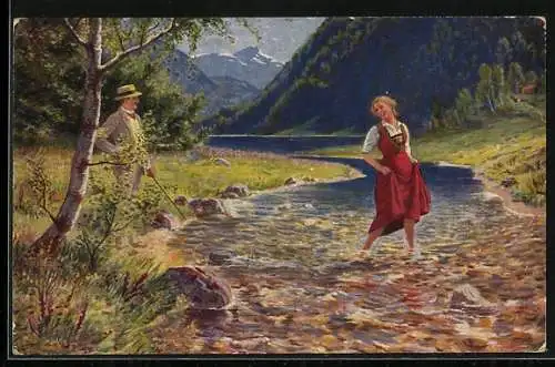 Künstler-AK Degi Nr. 1133: Entwischt, Dahl, Ölgemälde-Imitations-AK