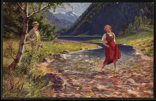 Künstler-AK Degi Nr. 1133: Entwischt, Dahl, Ölgemälde-Imitations-AK