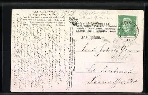 Ölgemälde-Imitations-AK Degi Nr. 1121: Strasse in der Heide