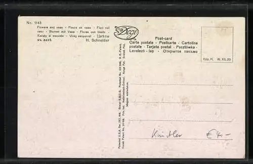 Ölgemälde-Imitations-AK Degi Nr. 1143: Blumen mit Vase