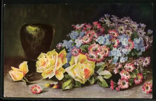 Ölgemälde-Imitations-AK Degi Nr. 1143: Blumen mit Vase