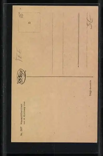 Ölgemälde-Imitations-AK Degi Nr. 567: Hausmütterchen, Mädchen mit einem Tablett