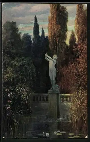 Ölgemälde-Imitations-AK Degi Nr. 502: Quelle mit Statue