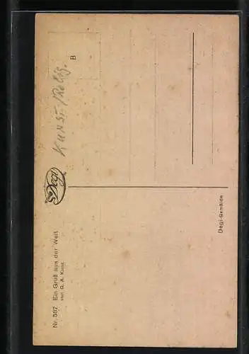 Ölgemälde-Imitations-AK Degi Nr. 587: Ein Gruss aus der Welt, Nonne am Fenster