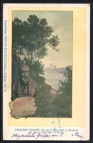 Künstler-AK Philipp + Kramer Nr. XXVII /9: Büste des Komponisten Johannes Brahms