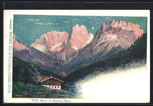 Künstler-AK Philipp + Kramer Nr.XXVIII /3: Innthal, Wilder Kaiser bei Kufstein (Tirol)