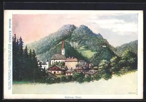 Künstler-AK Philipp + Kramer Nr. XXVIII/5: Brixlegg /Tirol, Ortsansicht mit Berg