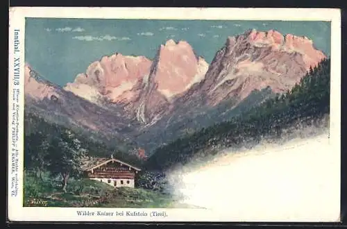 Künstler-AK Philipp + Kramer Nr.XXVIII /3: Innthal, Wilder Kaiser bei Kufstein (Tirol)