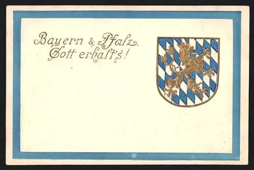 Präge-AK Wappen von Bayern & Pfalz