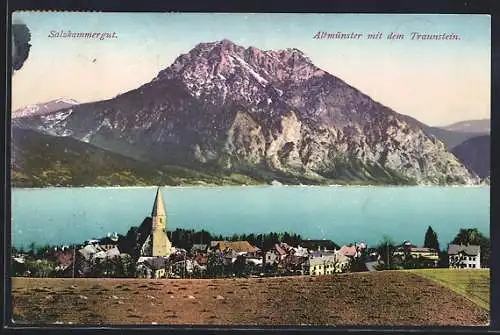 AK Altmünster, Panorama mit dem Traunstein