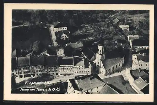 AK Haag am Hausruck, Ortspartie mit Kirche, Fliegeraufnahme